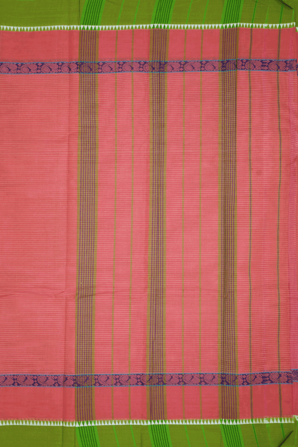 Allover Stripes Design Blush Pink Narayanpet Cotton Saree