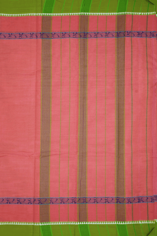 Allover Stripes Design Blush Pink Narayanpet Cotton Saree
