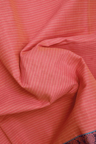 Allover Stripes Design Blush Pink Narayanpet Cotton Saree
