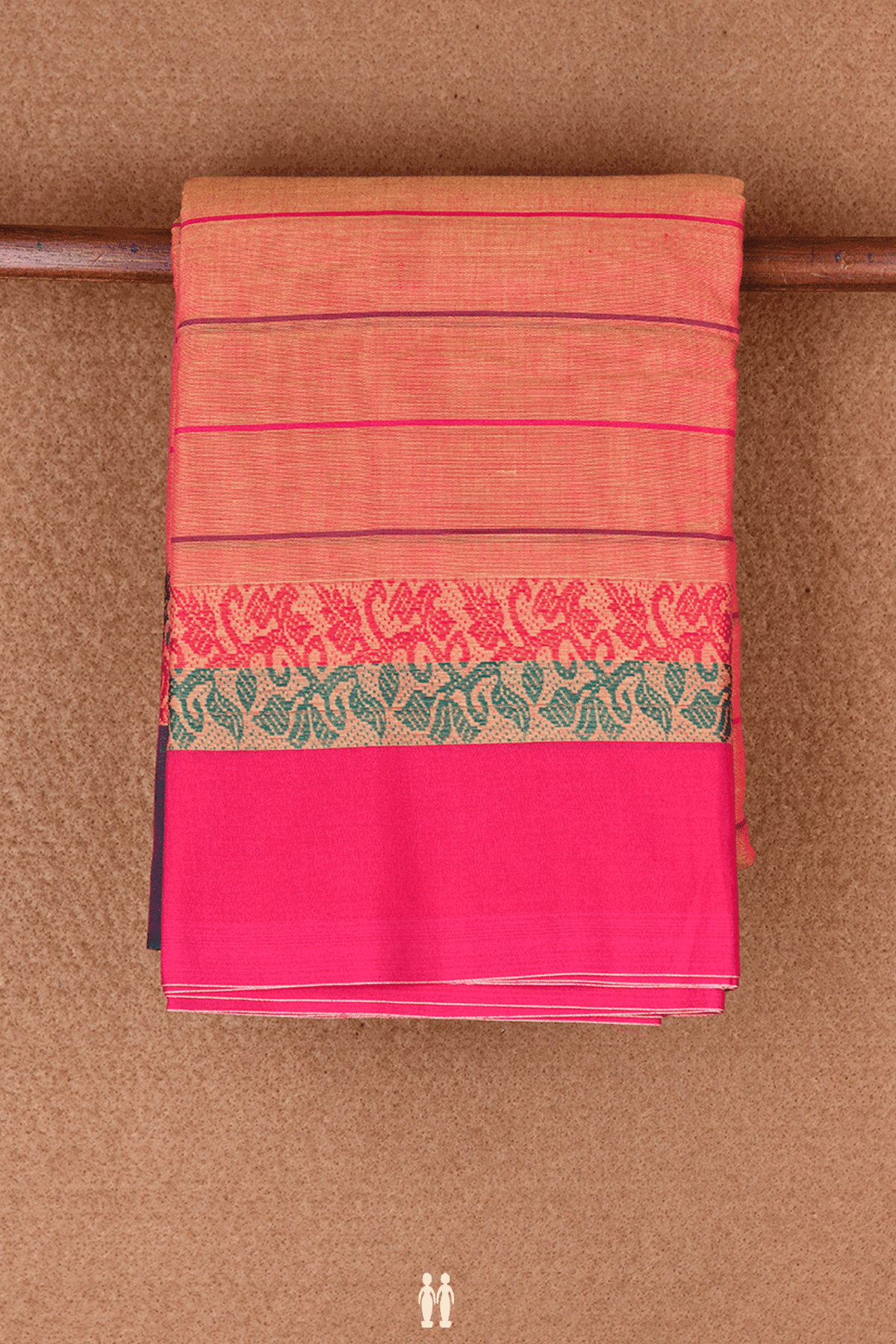 Allover Stripes Design Copper Pink Chettinadu Cotton Saree