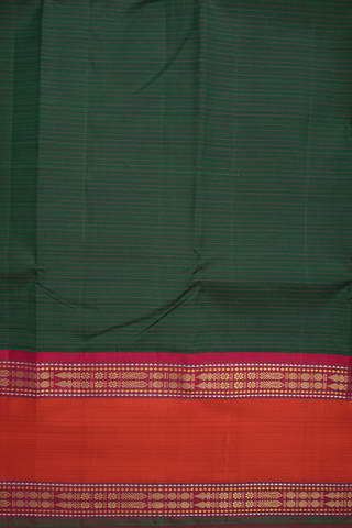 Allover Stripes Design Forest Green Kanchipuram Silk Saree