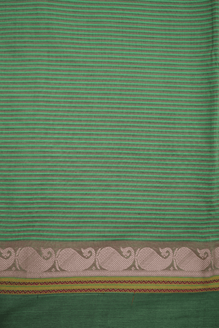 Allover Stripes Design Green Poly Cotton Saree