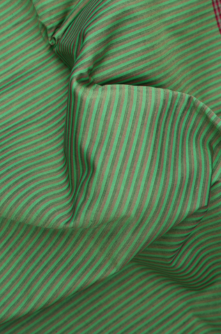 Allover Stripes Design Green Poly Cotton Saree