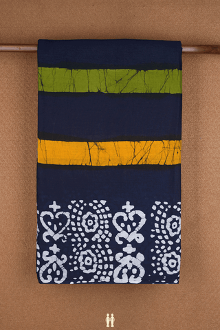 Allover Stripes Design Midnight Blue Jaipur Cotton Saree