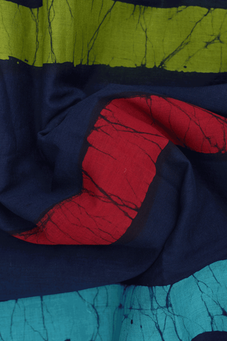 Allover Stripes Design Midnight Blue Jaipur Cotton Saree