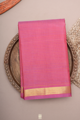 Allover Stripes Design Orchid Pink Kanchipuram Silk Saree