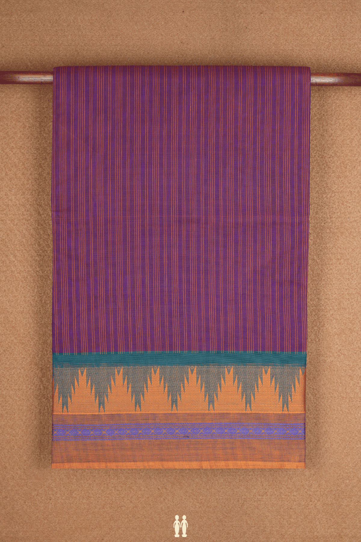 Allover Stripes Design Purple Nine Yards Cotton Saree