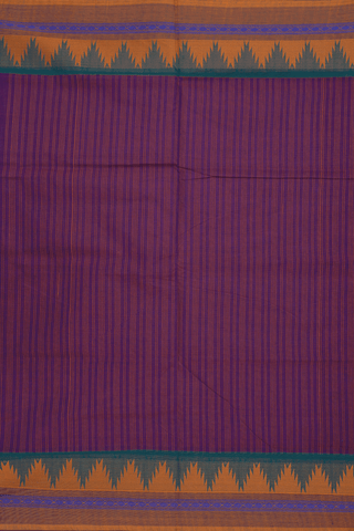 Allover Stripes Design Purple Nine Yards Cotton Saree