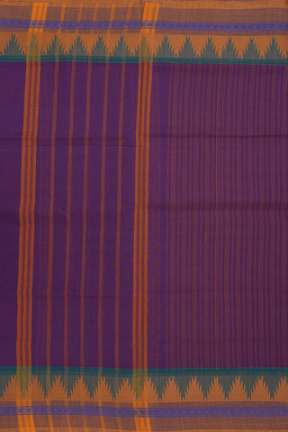 Allover Stripes Design Purple Nine Yards Cotton Saree