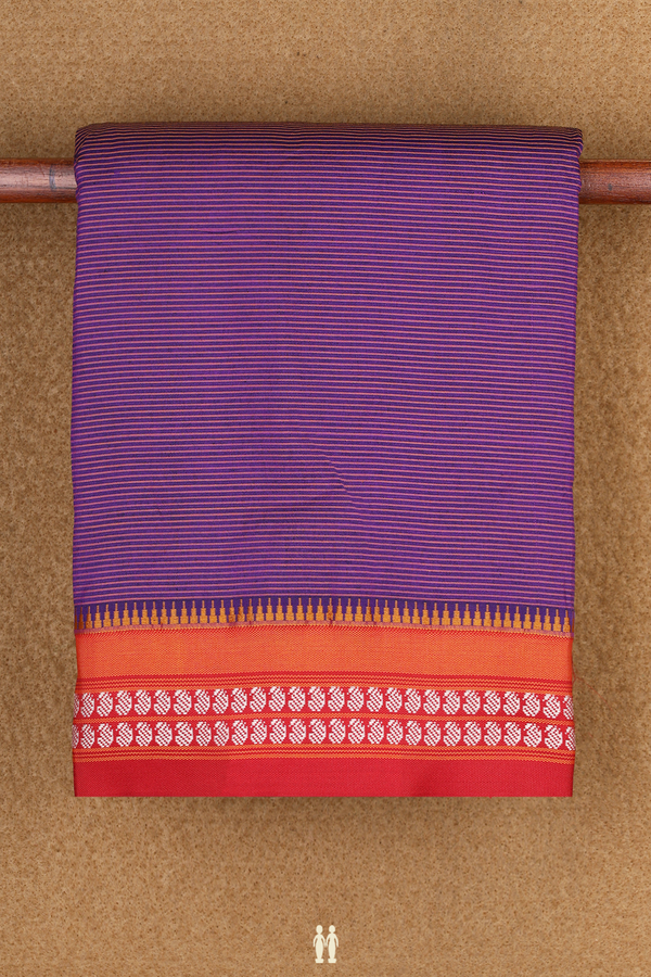 Allover Stripes Design Regal Purple Dharwad Cotton Saree