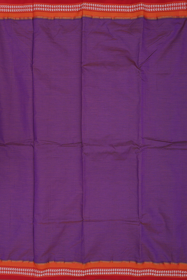 Allover Stripes Design Regal Purple Dharwad Cotton Saree