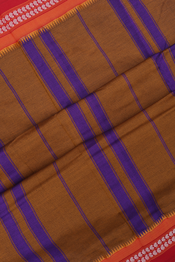 Allover Stripes Design Regal Purple Dharwad Cotton Saree