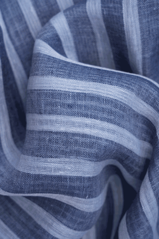 Allover Stripes Design Steel Blue Semi Linen Saree