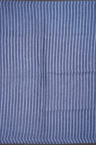 Allover Stripes Design Steel Blue Semi Linen Saree