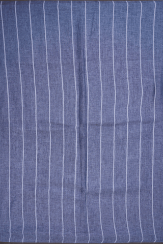 Allover Stripes Design Steel Blue Semi Linen Saree
