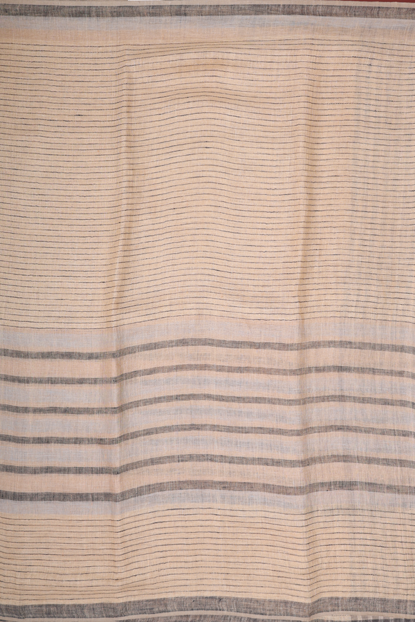Allover Stripes Design Tan Brown Linen Saree