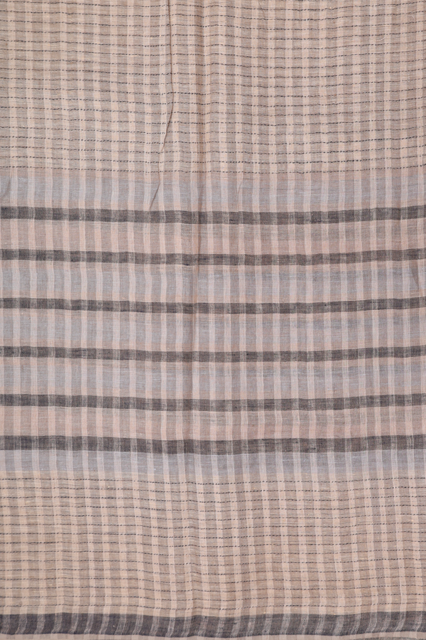 Allover Stripes Design Tan Brown Linen Saree