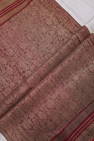 Allover Threadwork Buttas Beige Jute Saree