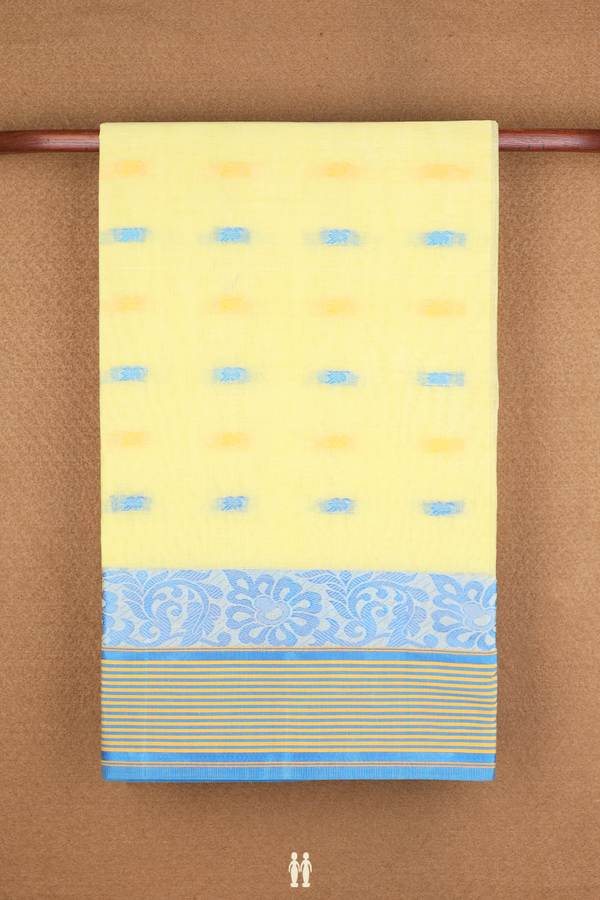 Allover Threadwork Buttas Yellow Bengal Cotton Saree