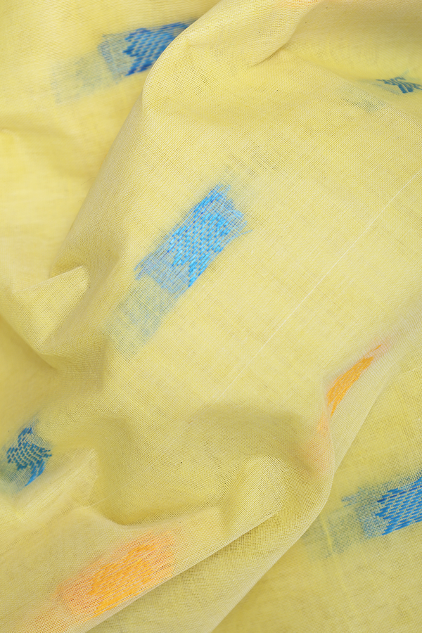 Allover Threadwork Buttas Yellow Bengal Cotton Saree
