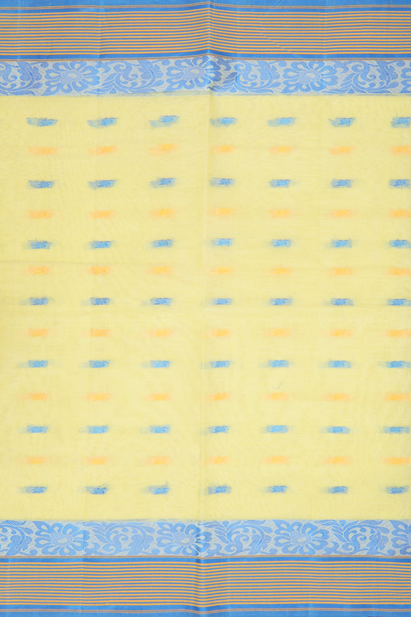 Allover Threadwork Buttas Yellow Bengal Cotton Saree