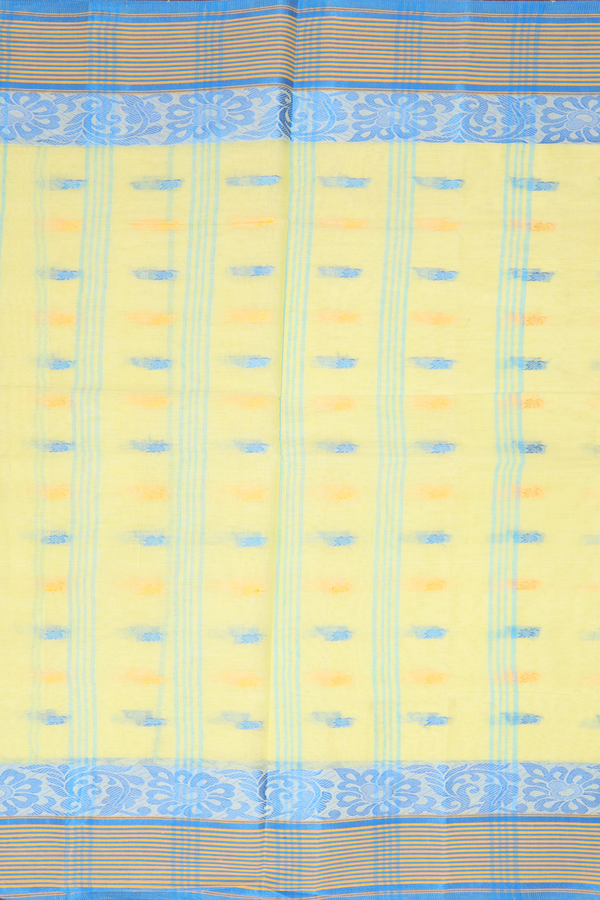 Allover Threadwork Buttas Yellow Bengal Cotton Saree