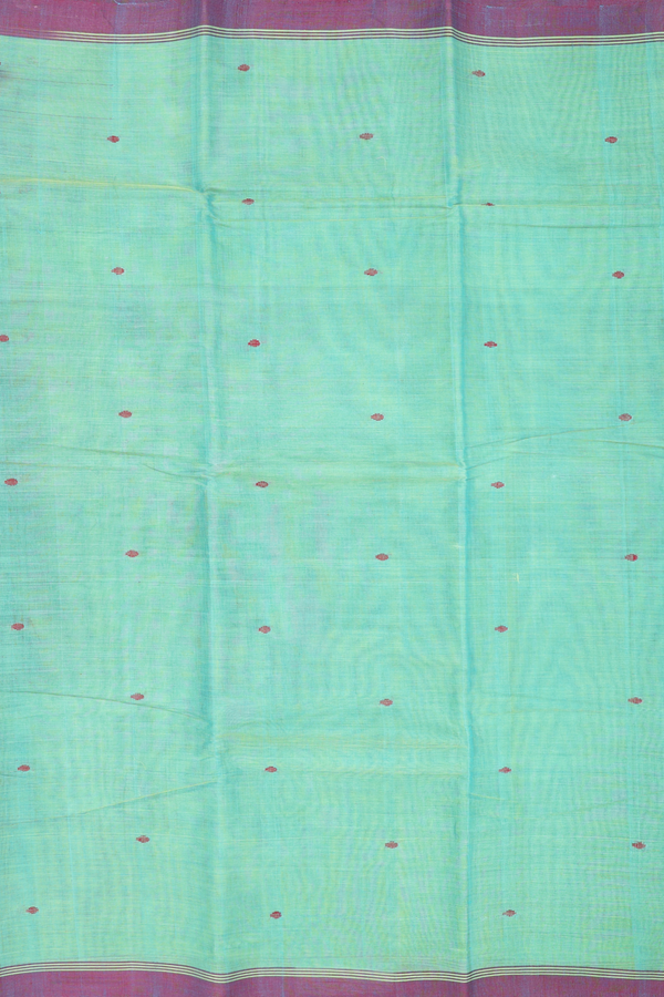 Allover Threadwork Buttis Sea Green Kanchi Cotton Saree