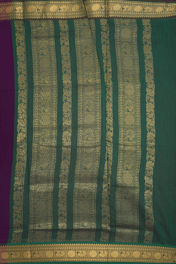 Allover Zari Buttas Grape Purple Nine Yards Cotton Saree