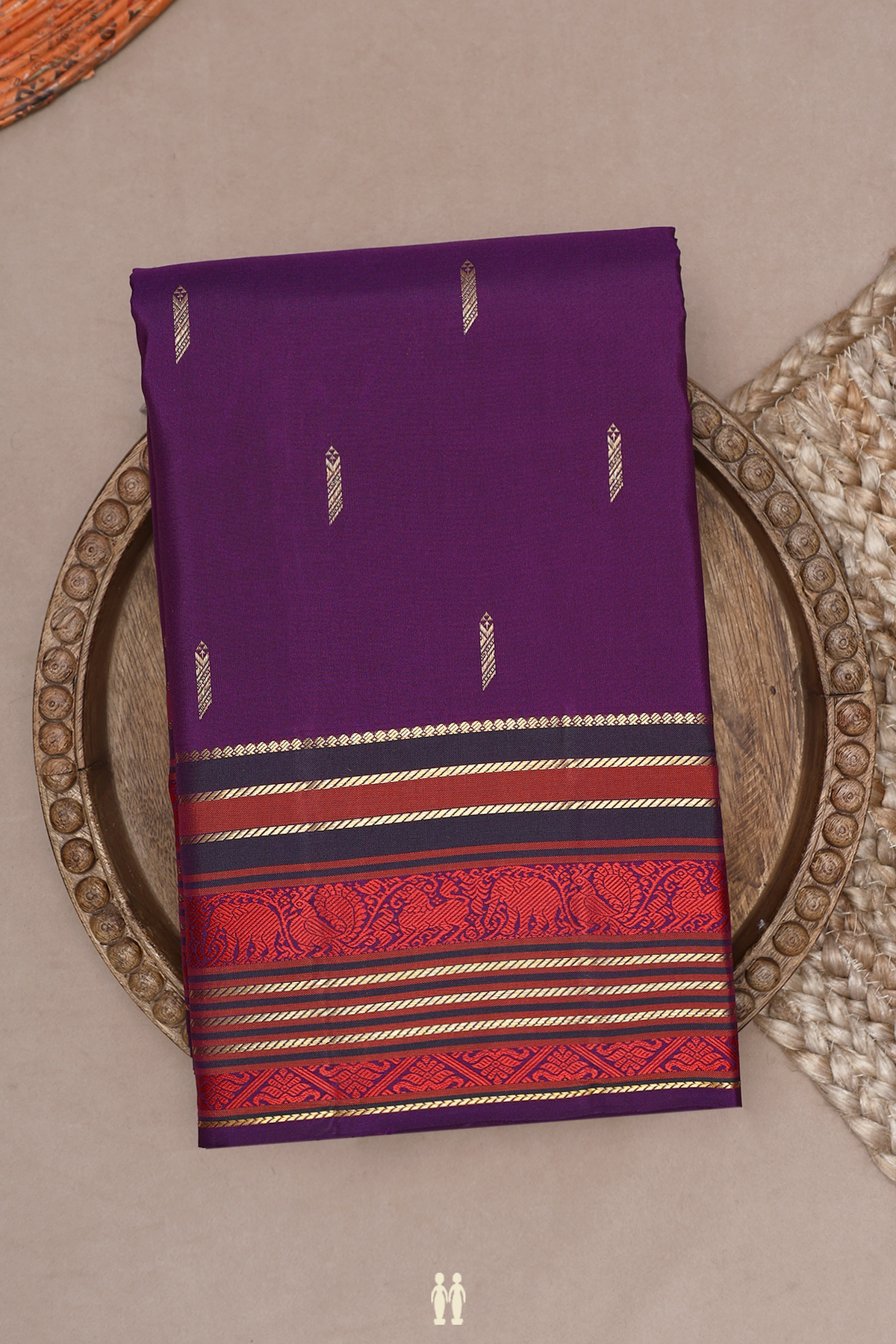 Allover Zari Buttas Purple Kanchipuram Silk Saree