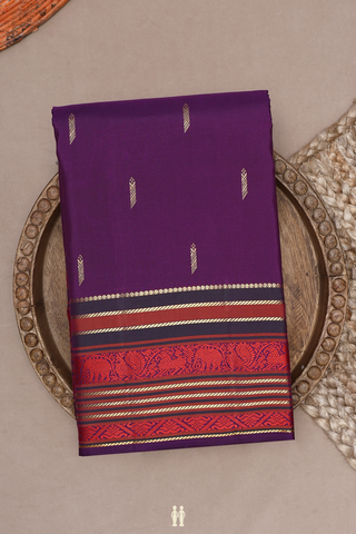 Allover Zari Buttas Purple Kanchipuram Silk Saree