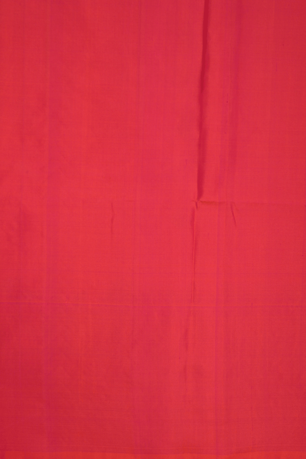 Allover Zari Buttis Coral Red Soft Silk Saree