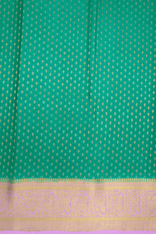 Allover Zari Buttis Teal Green Mysore Silk Saree