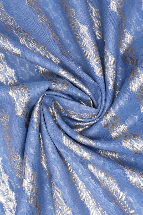 Allover Zari Design Blue Semi Banarasi Silk Dupatta
