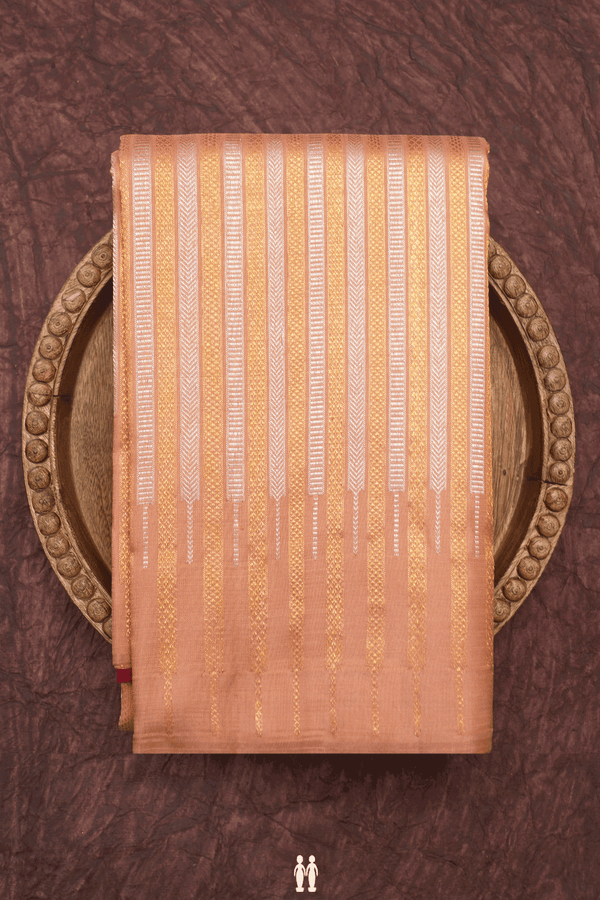 Allover Zari Design Copper Pink Kanchipuram Silk Saree