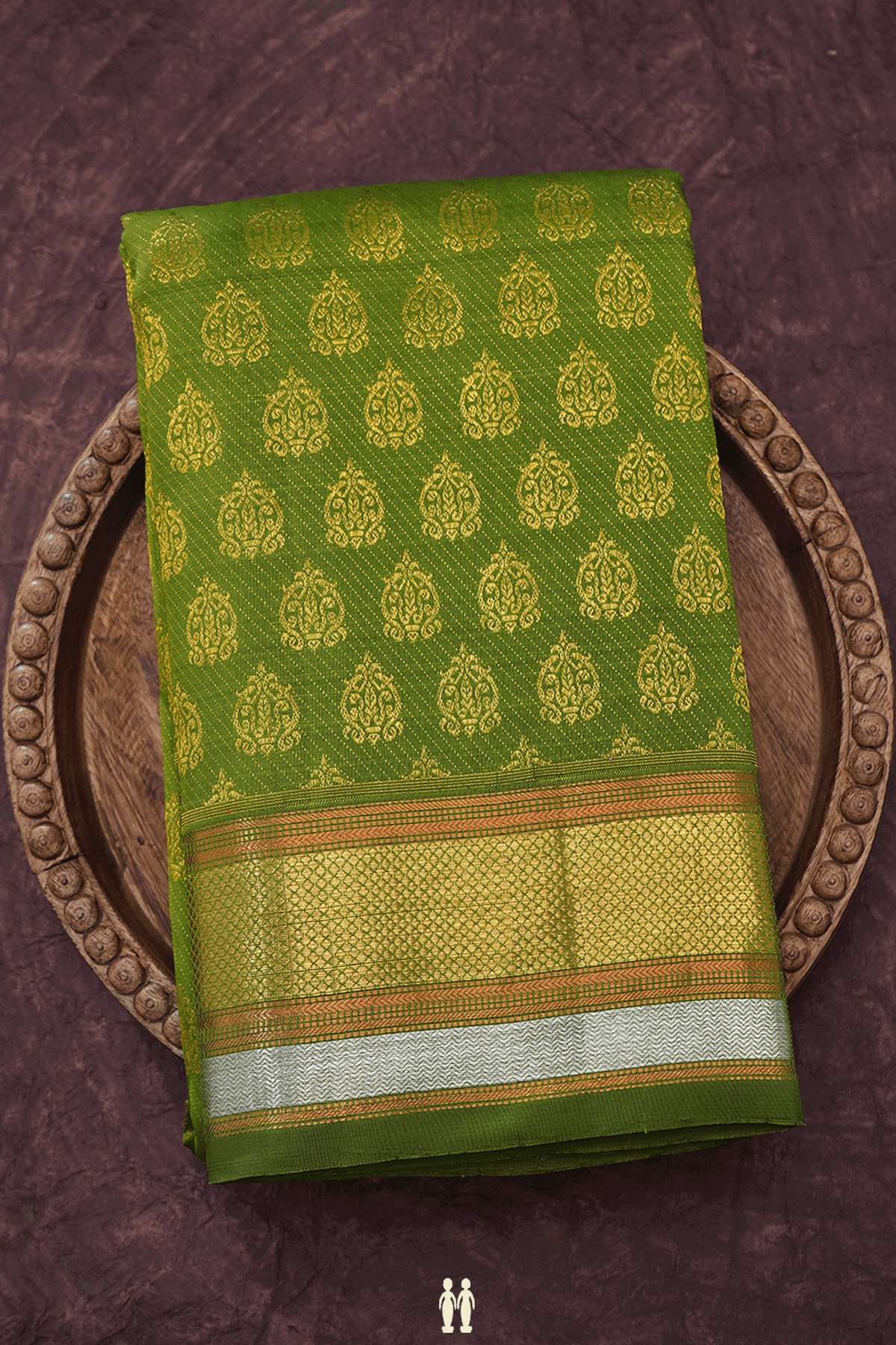 Allover Zari Motifs Fern Green Kanchipuram Silk Saree