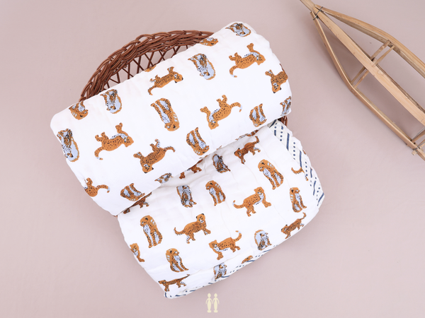 Animal Printed Design White Cotton Single Kids Bedspread