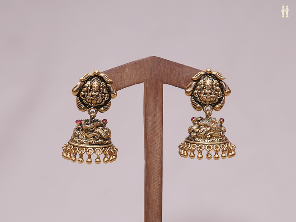 Antique Design Gold Plated Pure Silver Jhumkas