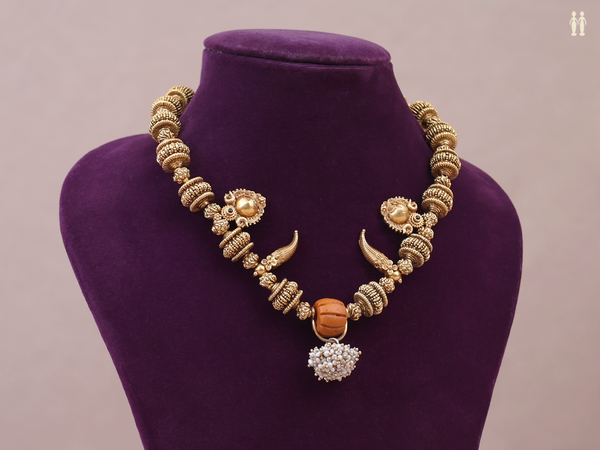 Antique Design Gold Plated Pure Silver Necklace