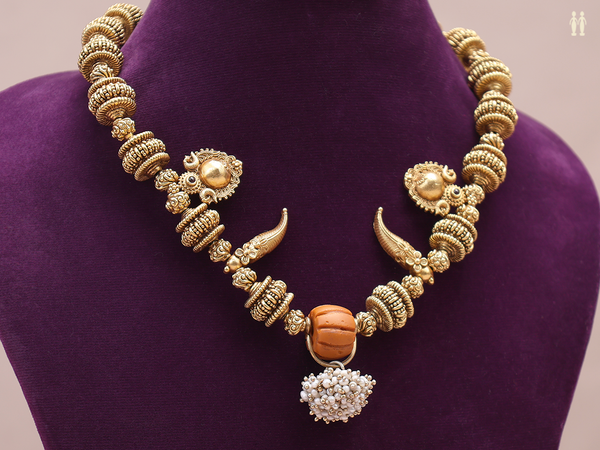 Antique Design Gold Plated Pure Silver Necklace