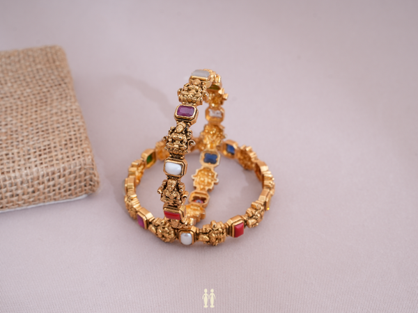 Antique Design Gold Plated Silver Bangles