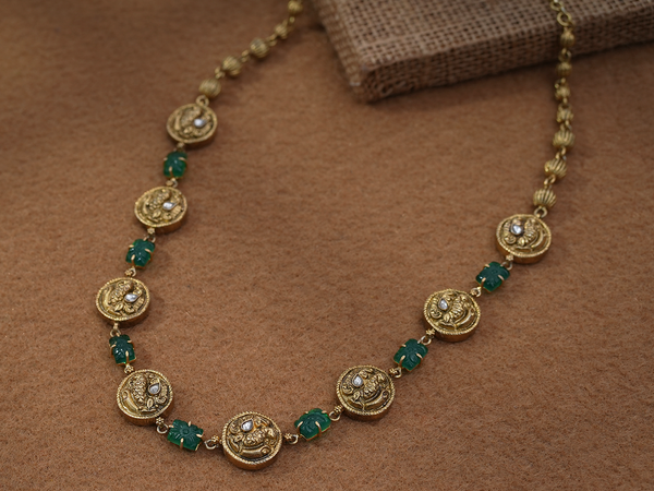 Antique Design Gold Plated Silver Long Necklace