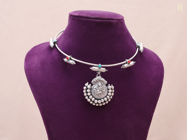 Antique Design Oxidized Pure Silver Necklace