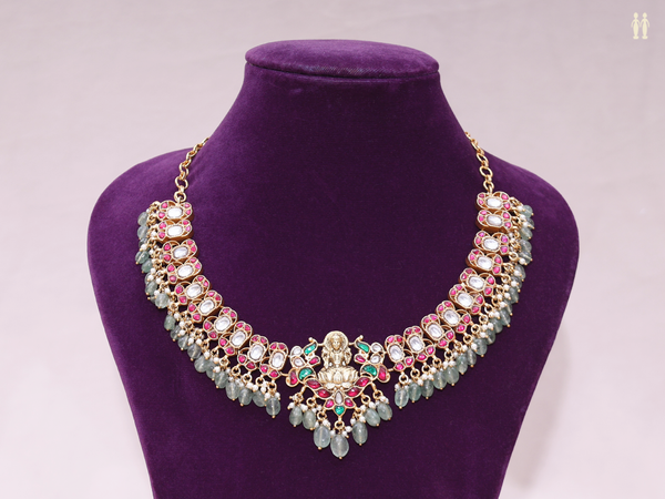 Antique Design With Beads Gold Plated Silver Necklace