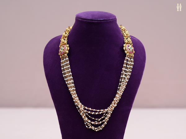 Antique Design With Multi Layered Pearls Silver Necklace