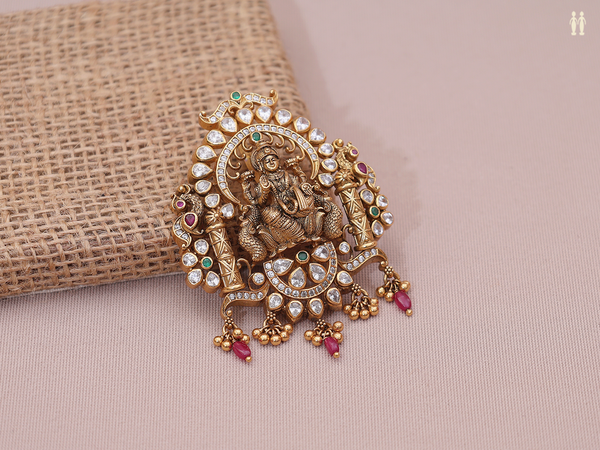 Antique Design With Multicolor Stone Gold Plated Juda Pin