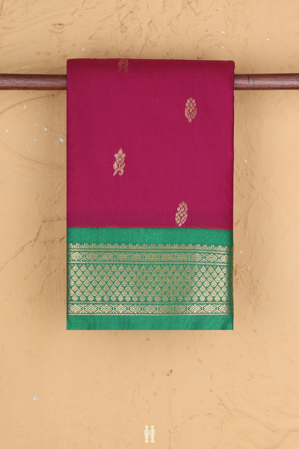 Apoorva Cotton Saree In Berry Purple With Floral Buttas