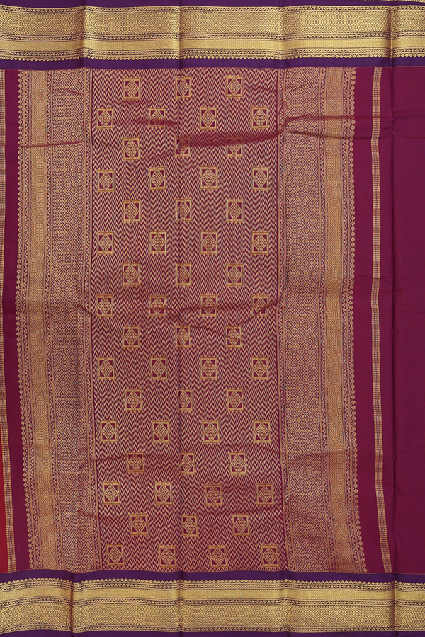 Apoorva Cotton Saree In Berry Red With Zari Buttas