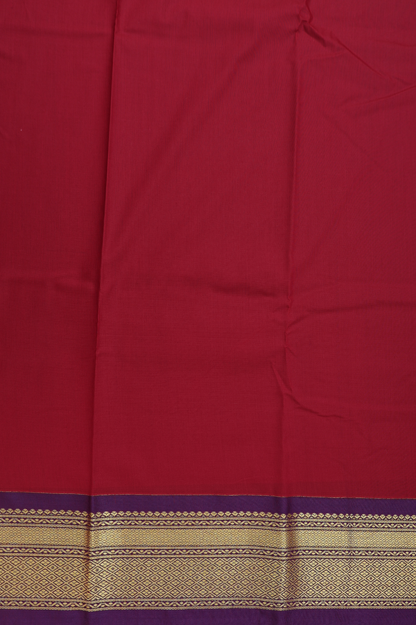 Apoorva Cotton Saree In Berry Red With Zari Buttas