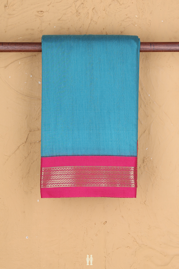 Apoorva Cotton Saree In Blue With Contrast Border