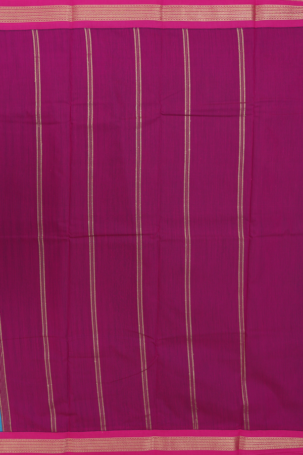 Apoorva Cotton Saree In Blue With Contrast Border